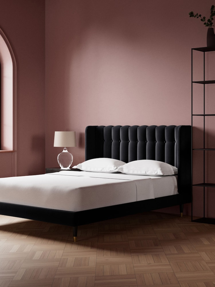 Swoon Easy Velvet Black Kipling Bed - Image 2 of 7