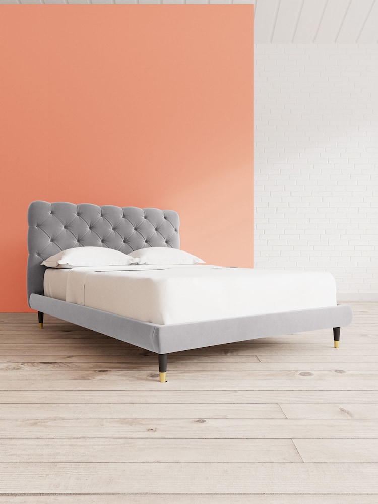 Swoon Easy Velvet Silver Grey Burbage Bed - Image 1 of 8