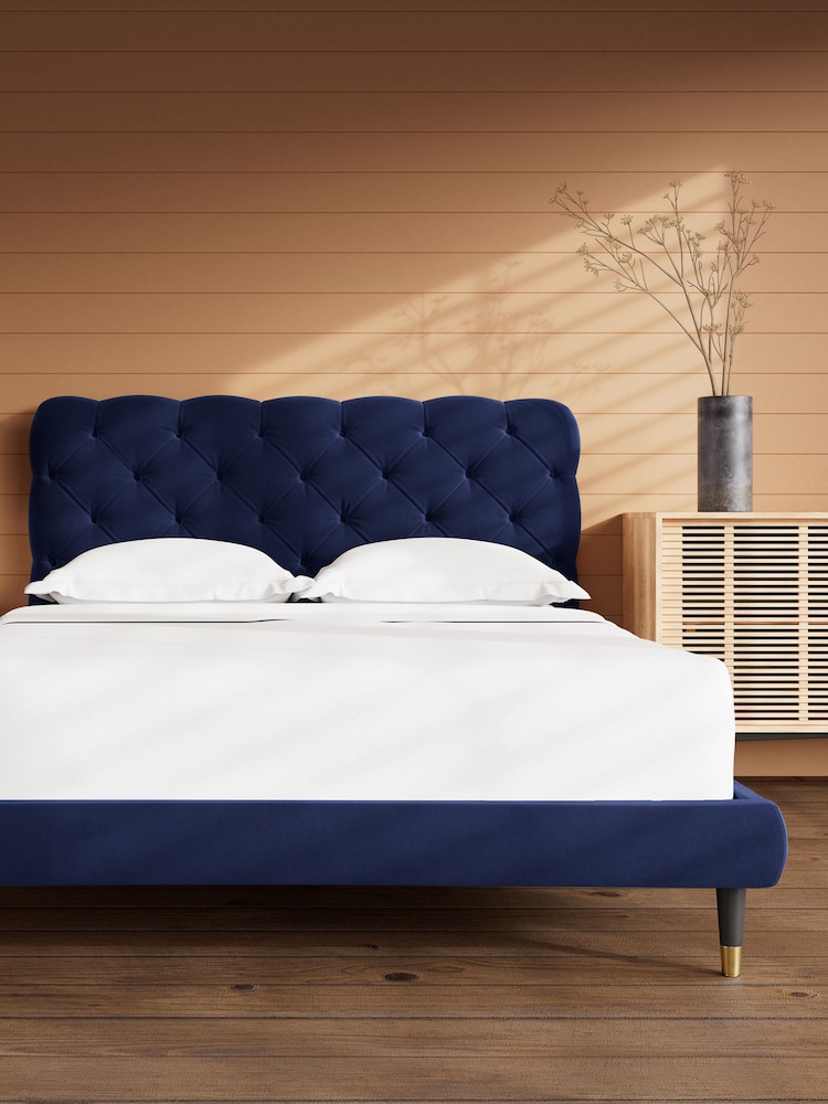 Swoon Easy Velvet Ink Blue Burbage Bed - Image 2 of 8