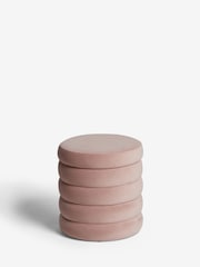 Soft Velvet Blush Pink Ribbed Storage Stool - Image 5 of 7