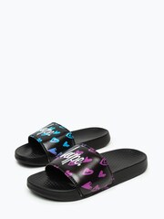 Hype. Unisex Slider mit Herzprint und Schriftzug, Rosa - Bild 1 von 4