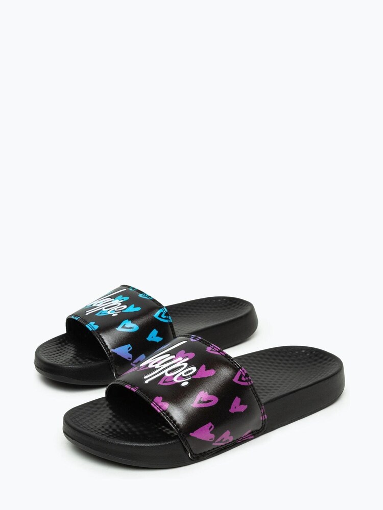 Hype. Unisex Slider mit Herzprint und Schriftzug, Rosa - Bild 1 von 4 Hype. Unisex Slider mit Herzprint und Schriftzug, Rosa - Bild 1 von 4