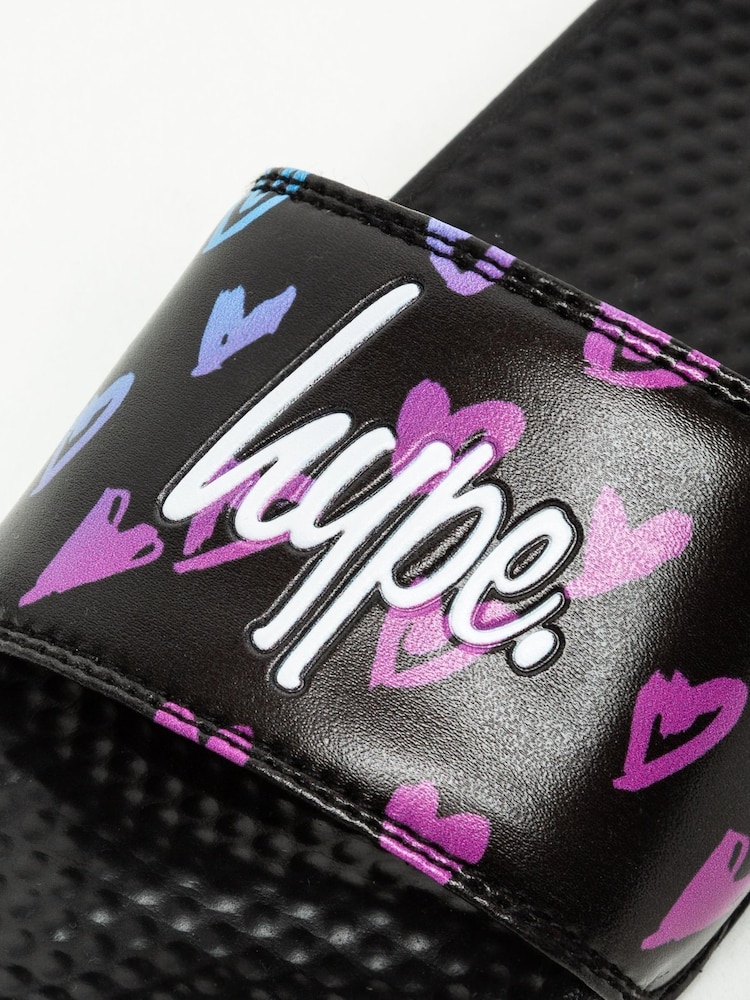 Hype. Unisex Slider mit Herzprint und Schriftzug, Rosa - Bild 4 von 4