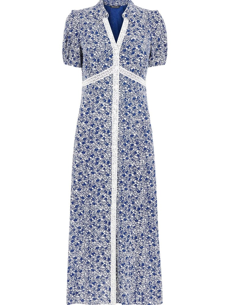 Whistles Blue Twin Daisy Print Midi Dress - Image 3 of 4
