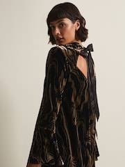 Phase Eight Rayna Velvet Swirl Mini Black Dress - Image 4 of 6