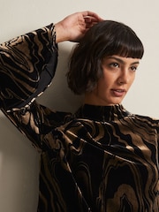 Phase Eight Rayna Velvet Swirl Mini Black Dress - Image 5 of 6
