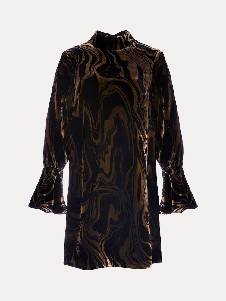 Phase Eight Rayna Velvet Swirl Mini Black Dress - Image 6 of 6