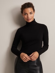 Phase Eight Black Fine Knit Roll Neck Gwyneth Jumper - Image 1 of 7