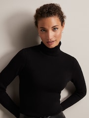 Phase Eight Black Fine Knit Roll Neck Gwyneth Jumper - Image 5 of 7