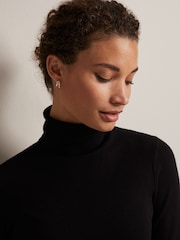 Phase Eight Black Fine Knit Roll Neck Gwyneth Jumper - Image 6 of 7