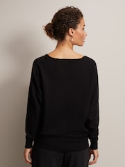 Phase Eight Black Senita Fine Knit V-Neck Jumper - Image 2 of 6