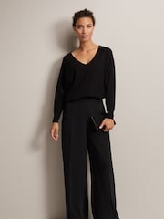 Phase Eight Black Senita Fine Knit V-Neck Jumper - Image 3 of 6