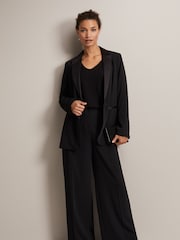 Phase Eight Black Senita Fine Knit V-Neck Jumper - Image 4 of 6