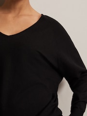 Phase Eight Black Senita Fine Knit V-Neck Jumper - Image 6 of 6