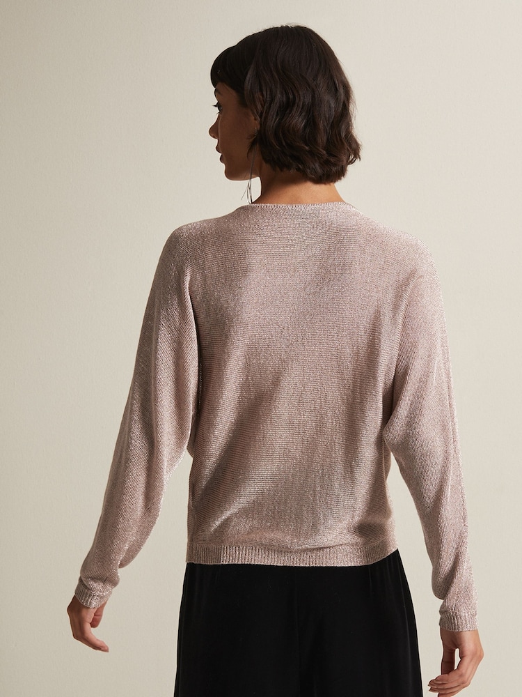 Phase Eight Natural Malti Metallic Cowl Neck Knit Jumper - Image 2 of 6