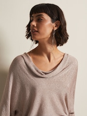 Phase Eight Natural Malti Metallic Cowl Neck Knit Jumper - Image 4 of 6