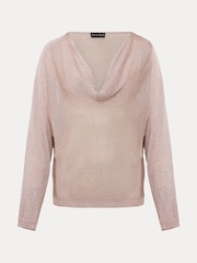 Phase Eight Natural Malti Metallic Cowl Neck Knit Jumper - Image 6 of 6