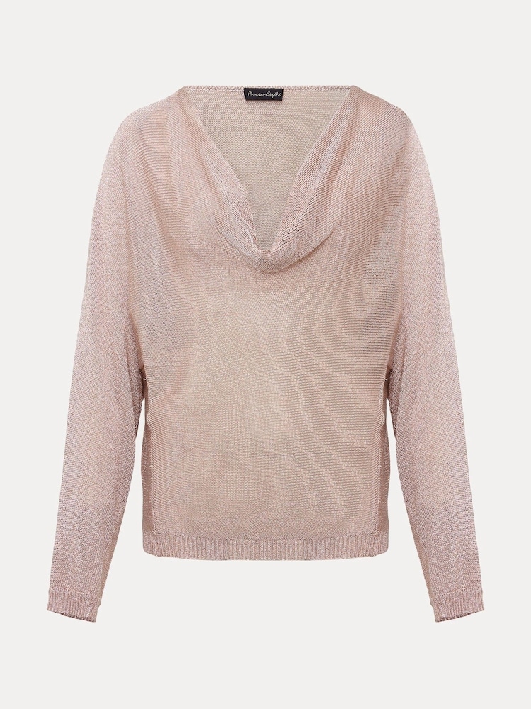 Phase Eight Natural Malti Metallic Cowl Neck Knit Jumper - Image 6 of 6