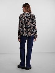 PIECES Black Printed Long Sleeve Blouse - Image 2 of 5