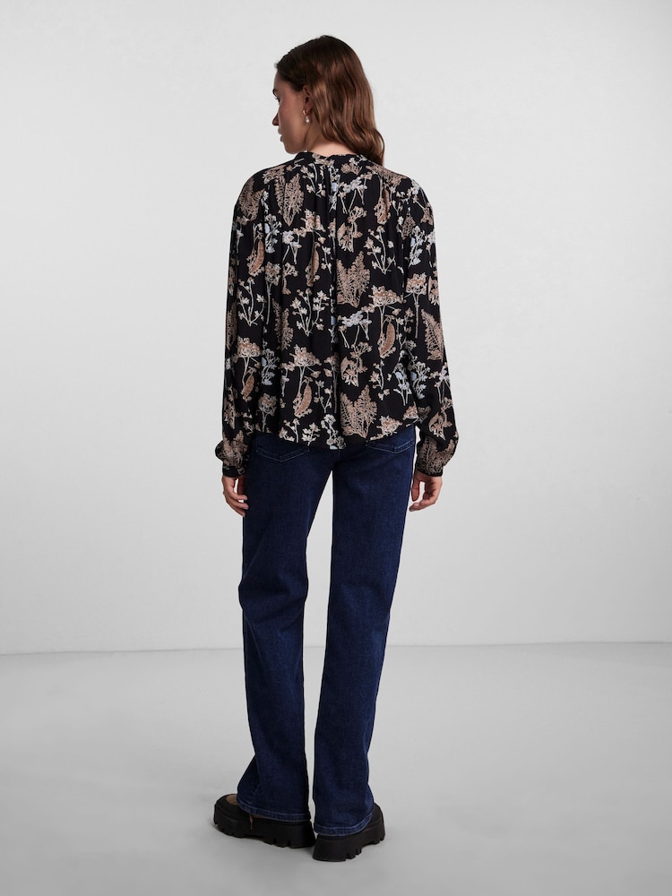 PIECES Black Printed Long Sleeve Blouse - Image 2 of 5