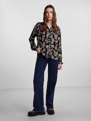 PIECES Black Printed Long Sleeve Blouse - Image 3 of 5