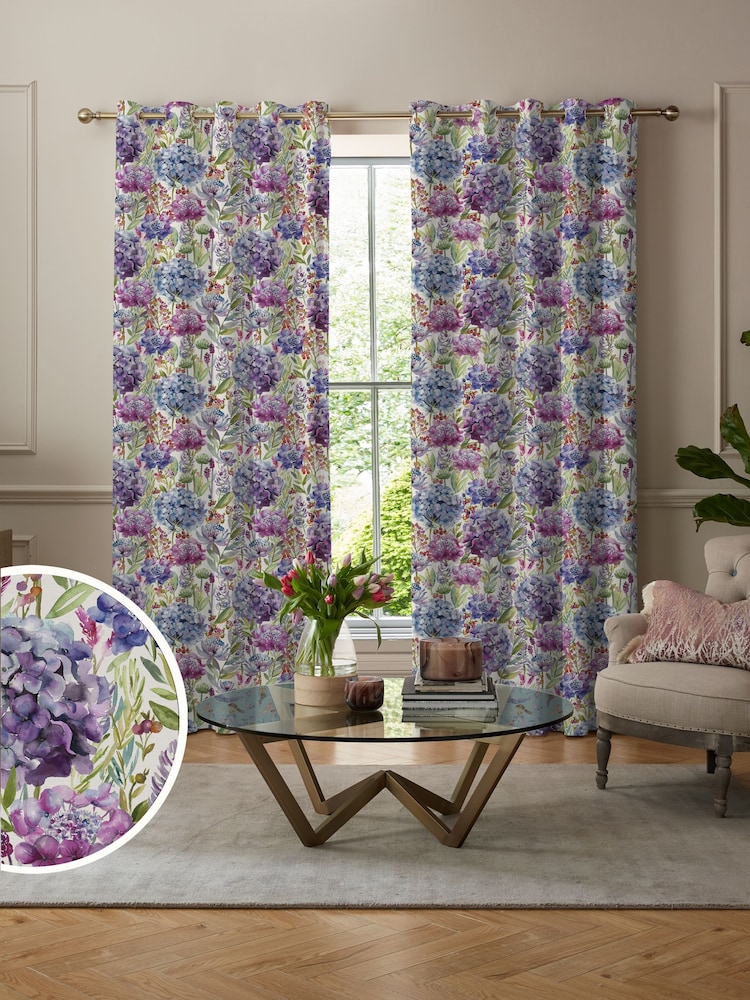 Voyage Grape Purple Hydrangea Made to Measure Curtains - Image 1 of 8