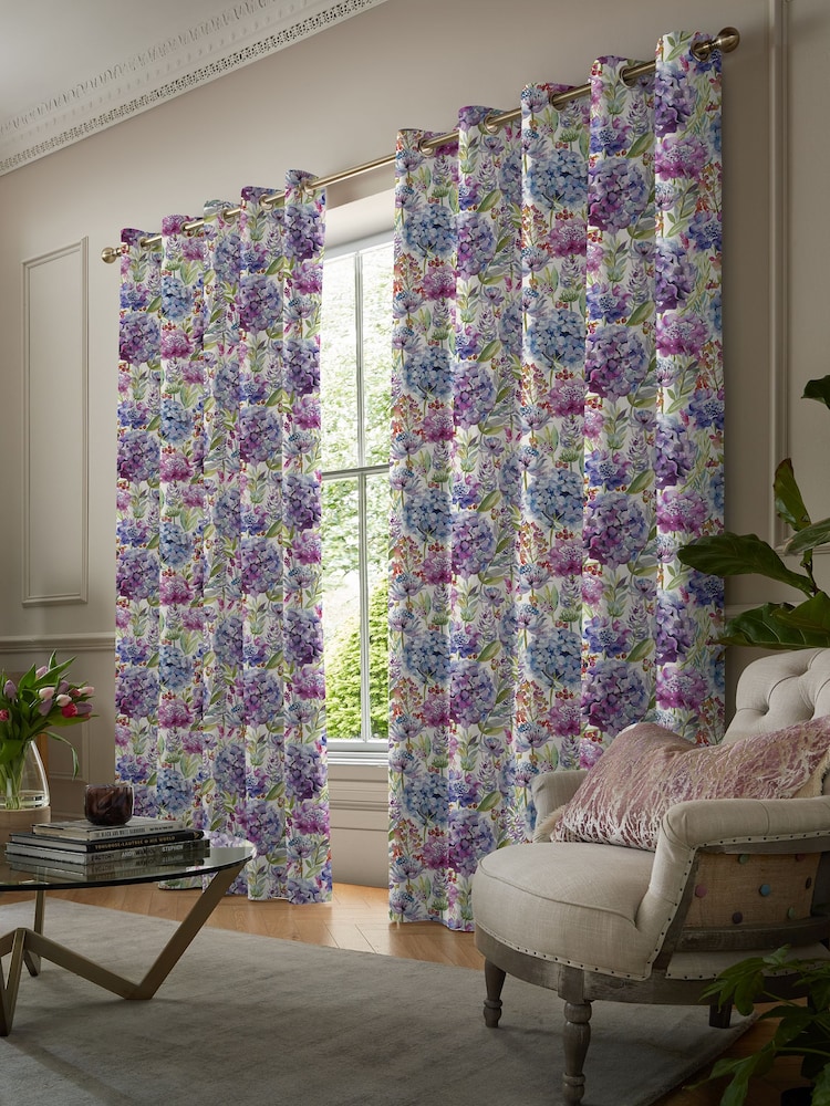 Voyage Grape Purple Hydrangea Made to Measure Curtains - Image 2 of 8