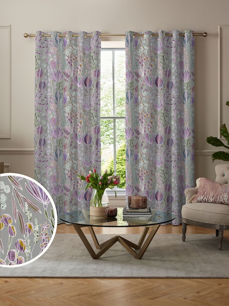 Voyage Dahlia Grey Masina Made to Measure Curtains - Image 1 of 8
