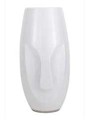 Pacific Visage White Face Design Stoneware Table Vase - Image 2 of 4