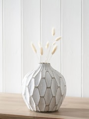 Pacific White Gaudi Stoneware Geometric Stone Vase - Image 1 of 4