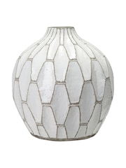 Pacific White Gaudi Stoneware Geometric Stone Vase - Image 2 of 4