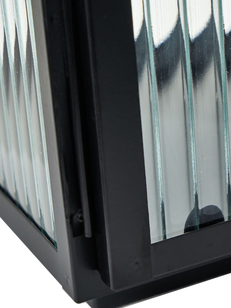 Pacific Set of 2 Black Metal And Ribbed Glass Lanterns - Image 4 of 4
