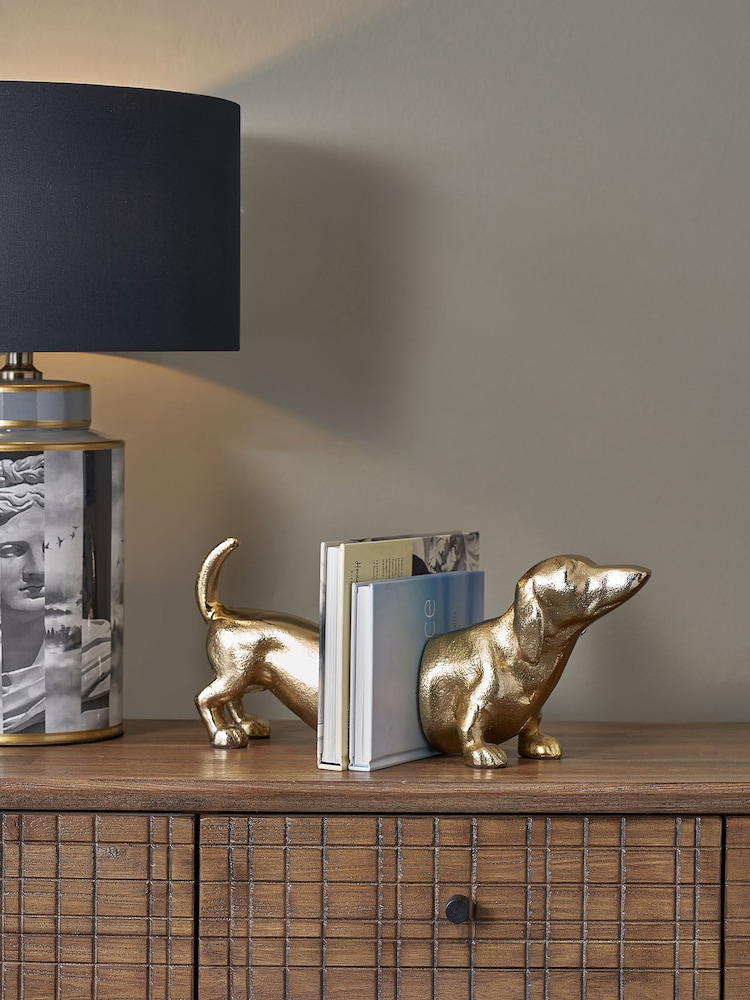 Pacific Shiny Gold Metal Sausage Dog Book Ends - Image 1 of 4
