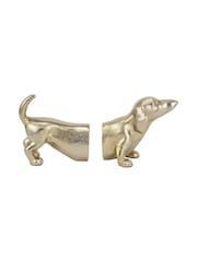Pacific Shiny Gold Metal Sausage Dog Book Ends - Image 2 of 4