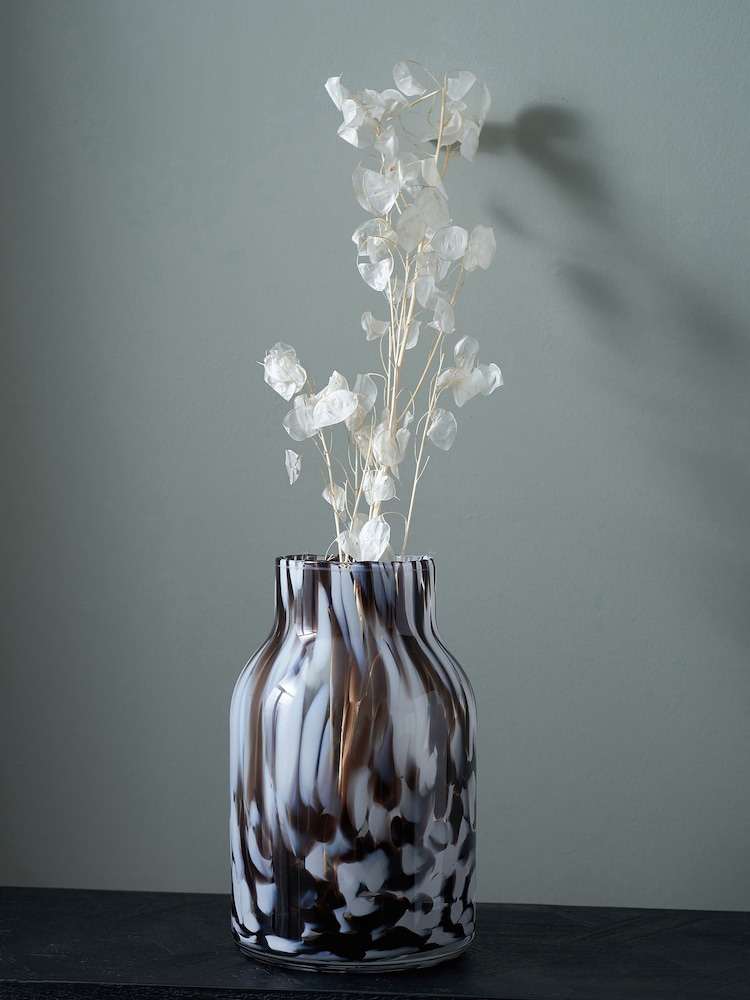 Pacific White Tortoiseshell Tall Glass Vase - Image 1 of 4
