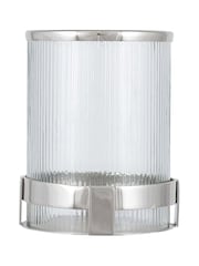 Pacific Silver Metal And Textured Glass Hurricane Candle Holder - Image 2 of 3