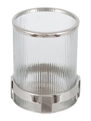Pacific Silver Metal And Textured Glass Hurricane Candle Holder - Image 3 of 3