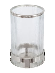 Pacific Silver Tall Metal And Textured Glass Hurricane Candle Holder - Image 3 of 3