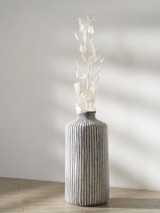 Pacific Blue/White Bude Stripe Stoneware Vase - Image 1 of 2