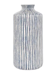 Pacific Blue/White Bude Stripe Stoneware Vase - Image 2 of 2