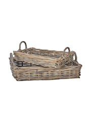 Pacific Set of 2 Grey Kubu Tray Storage Baskets - Image 2 of 4
