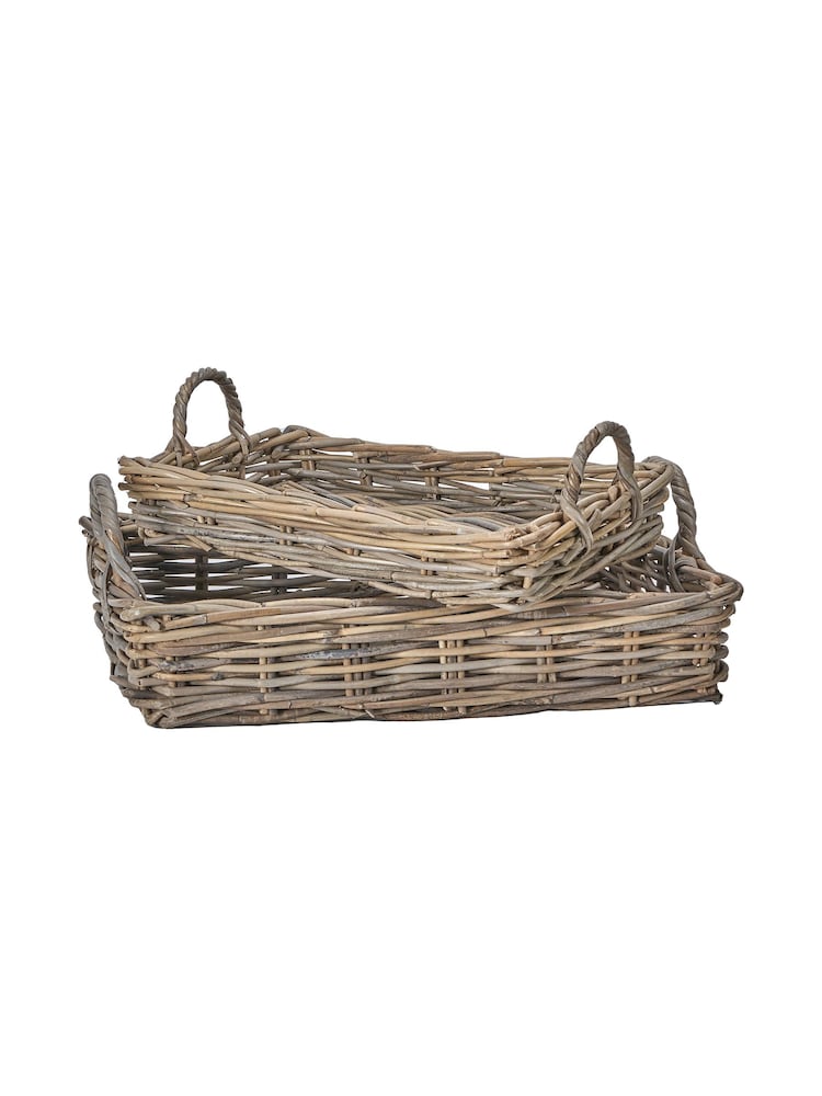 Pacific Set of 2 Grey Kubu Tray Storage Baskets - Image 2 of 4