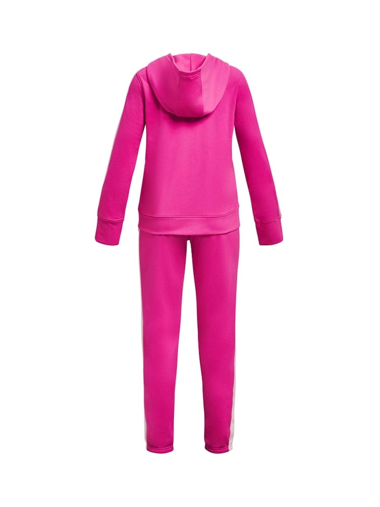 Under Armour Pink Youth Knit Hood Tracks - Image 2 of 2 Under Armour Pink Youth Knit Hood Tracks - Image 2 of 2