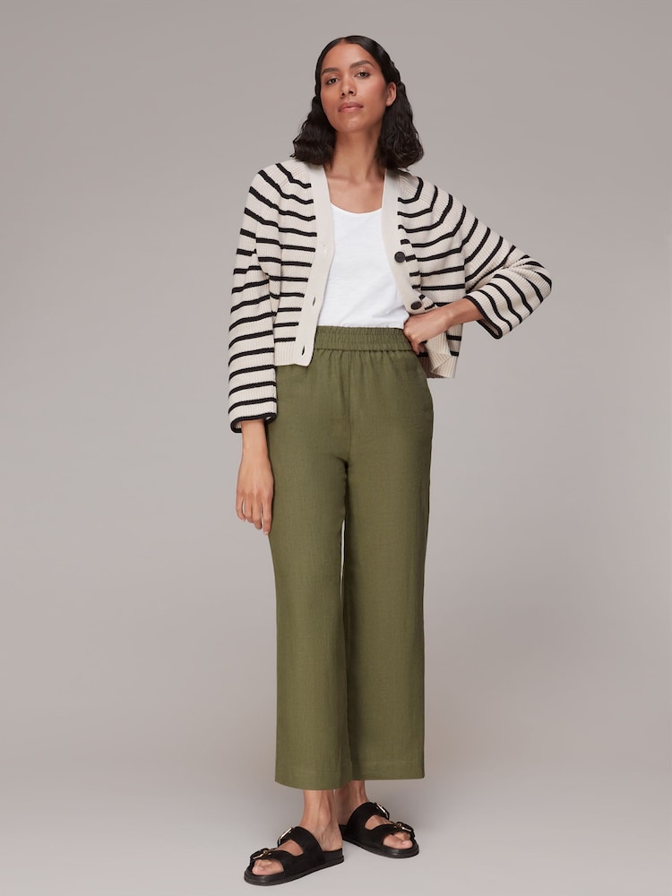 Whistles Green Linen Pocket Trousers - Image 1 of 4
