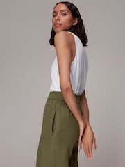 Whistles Green Linen Pocket Trousers - Image 3 of 4