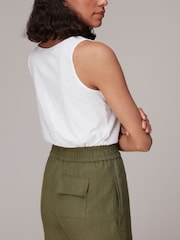Whistles Green Linen Pocket Trousers - Image 4 of 4