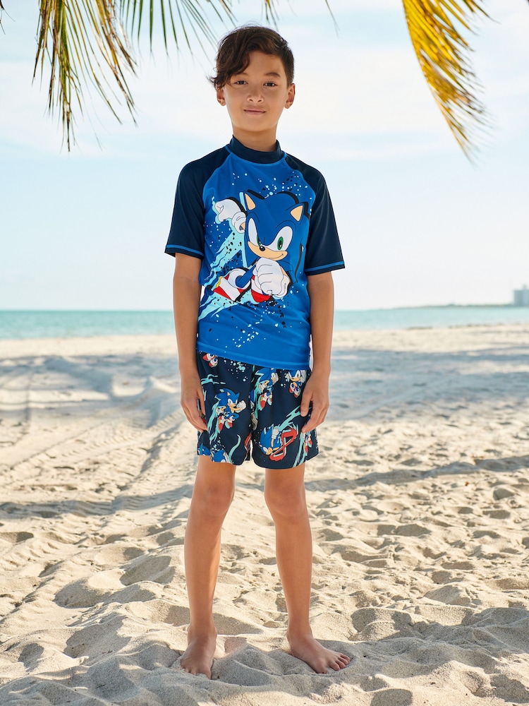 Blue Sonic Rash Vest (3-16yrs) - Image 2 of 6