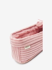 Pink Corduroy Faux Fur Lined Moccasin Slippers - Image 5 of 6