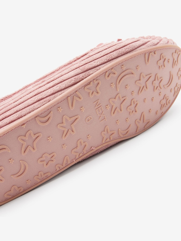 Pink Corduroy Faux Fur Lined Moccasin Slippers - Image 6 of 6