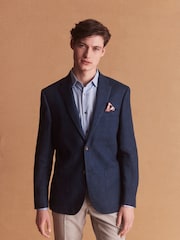 Navy Blue Signature Leomaster Linen Blazer - Image 1 of 14